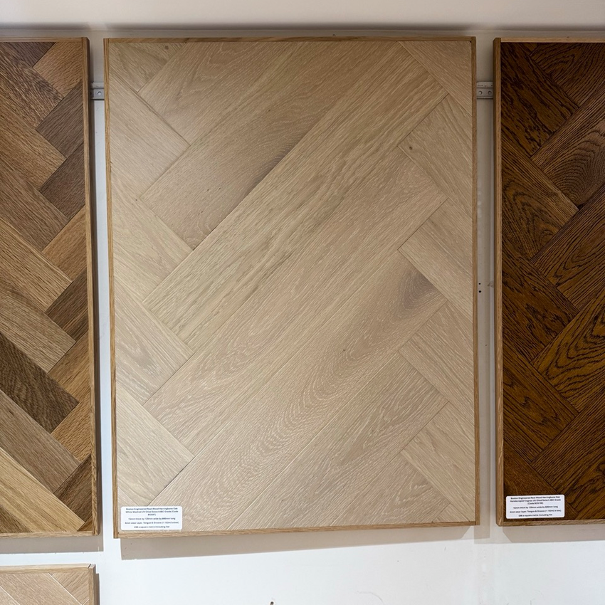Boston Engineered Real Wood Herringbone Oak White Washed UV Oiled